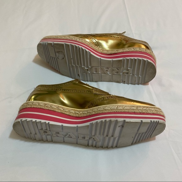 Prada Metallic Wing-Tip Platform Oxford Sneakers - Picture 6 of 6